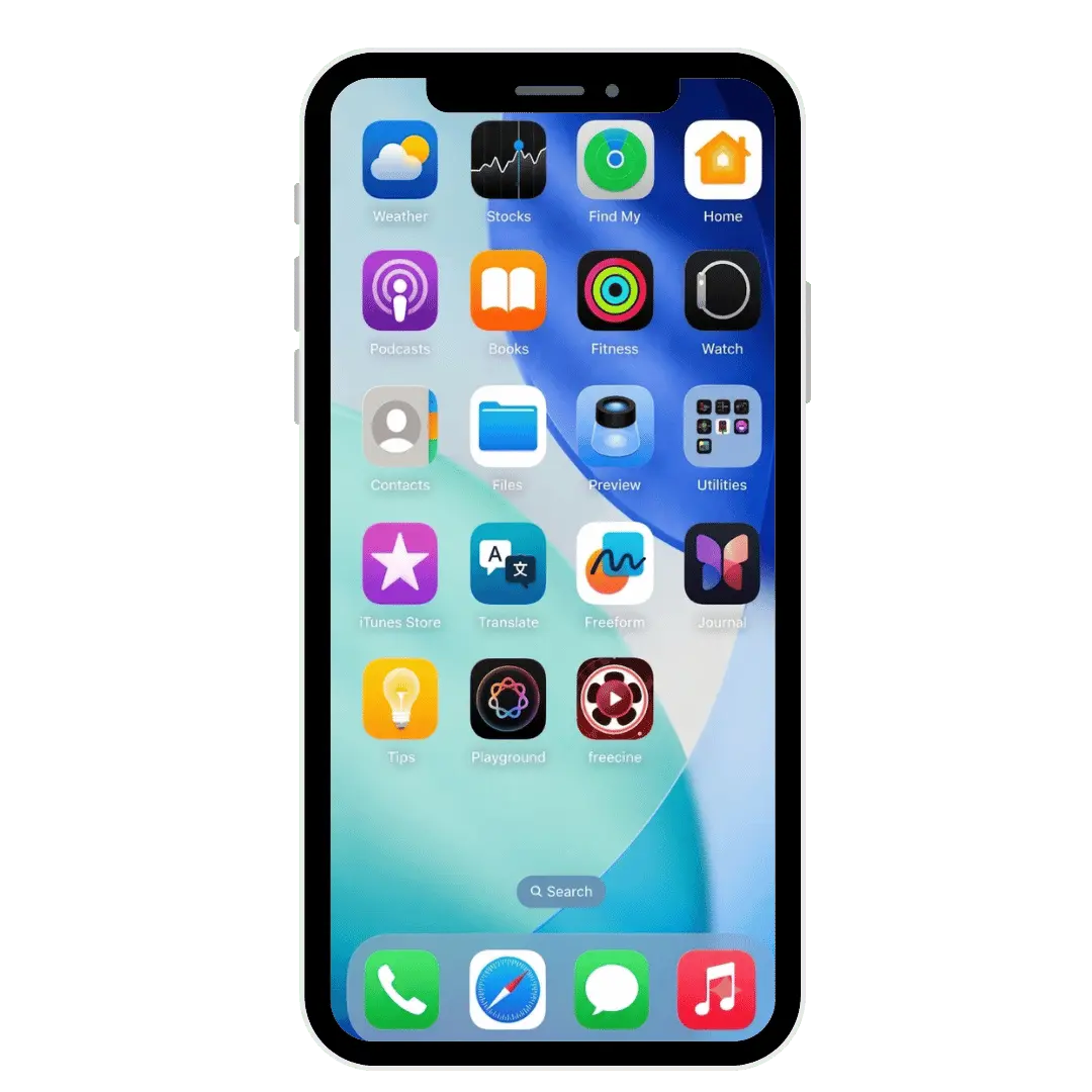 Interface Principal do Freecine Instalado e Pronto para Uso no iPhone